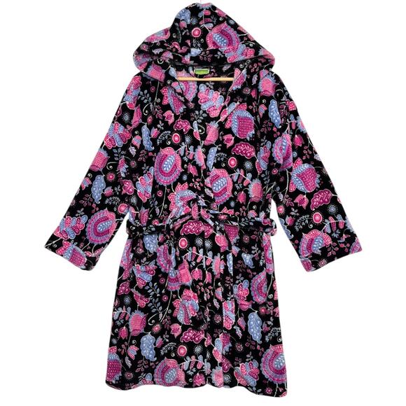Vera Bradley Other - Vera Bradley Robe Womens Small Medium Black Alpine Floral Hoodie Plush Fleece